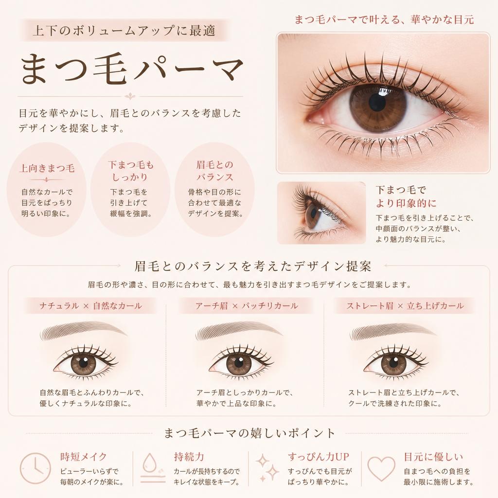 上下のまつ毛パーマで目元を際立たせる