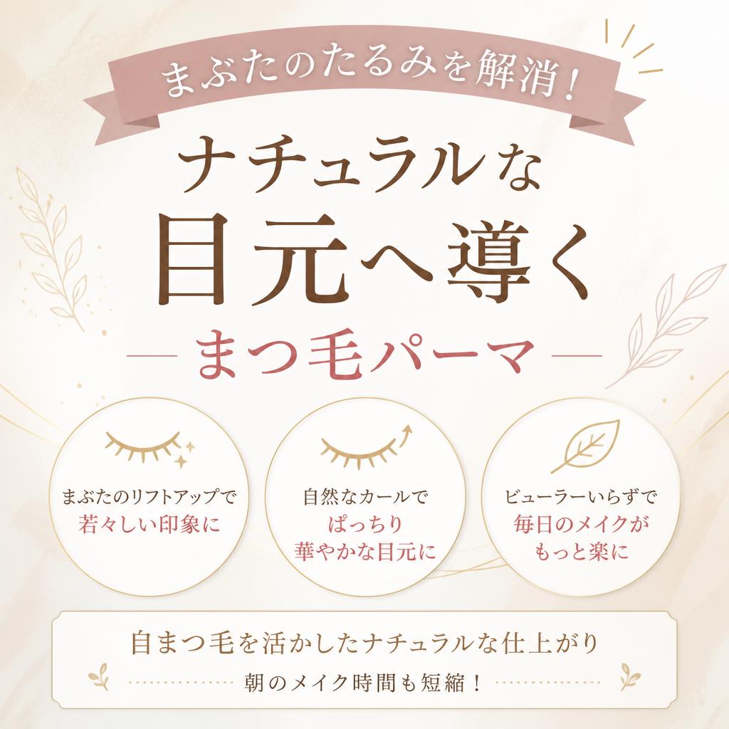 まぶたのたるみを解消！ナチュラルな目元へ導くまつ毛パーマ