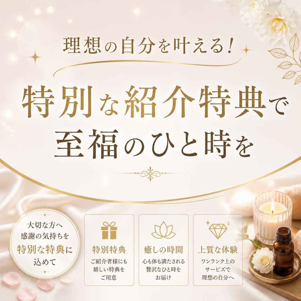 理想の自分を叶える！特別な紹介特典で至福のひと時を